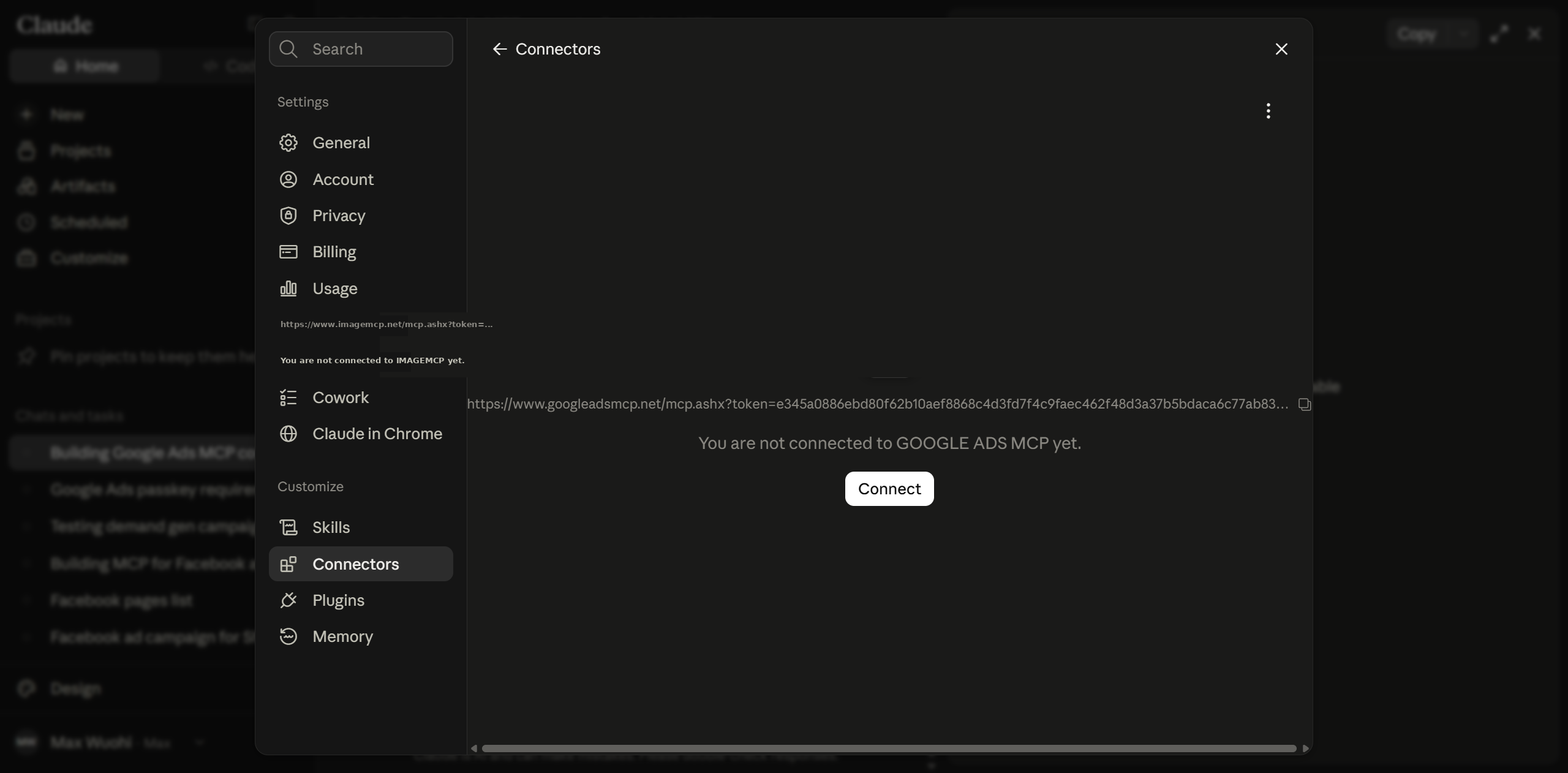 Claude authentication screen showing None Detected — click Add connector